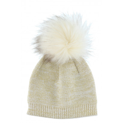 KNITTED HAT WITH  LUREX AND POMPOM