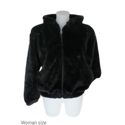 FAKE FUR COAT WITH HOOD AND POCKETS