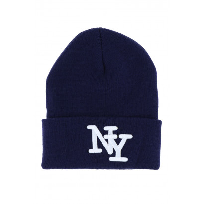 KNITTED HAT SOLID COLOR WITH N.Y LABEL