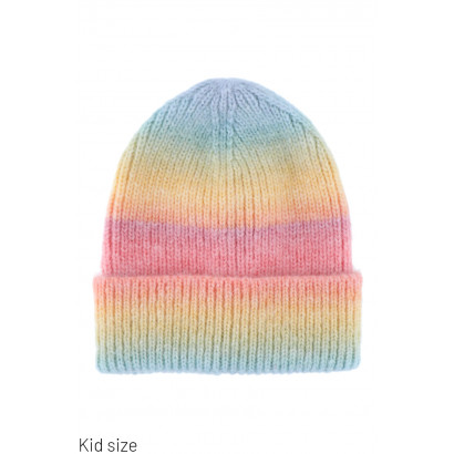 KIDS KNITTED HAT WITH TURN UP AND MULTICOLOR