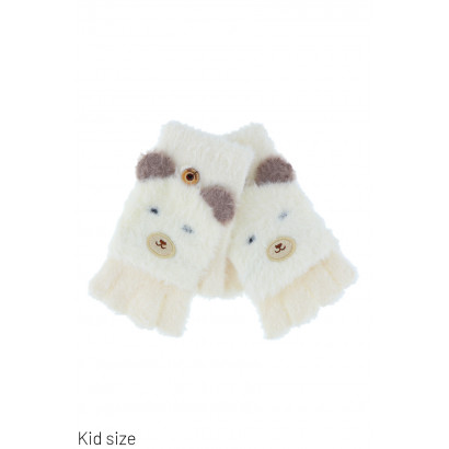 KIDS KNITTED MITTENS WITH TEDDY BEAR