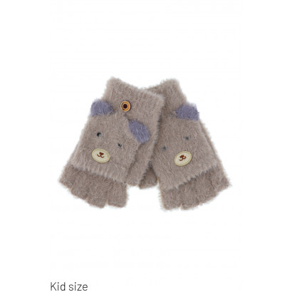 KIDS KNITTED MITTENS WITH TEDDY BEAR