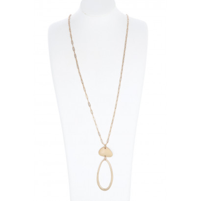 LONG CHAIN NECKLACE WITH GEOMETRIC PENDANT
