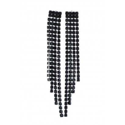 EARRINGS MADE OF RHINEST., GEOMETRIC SHAPE, FRINGE