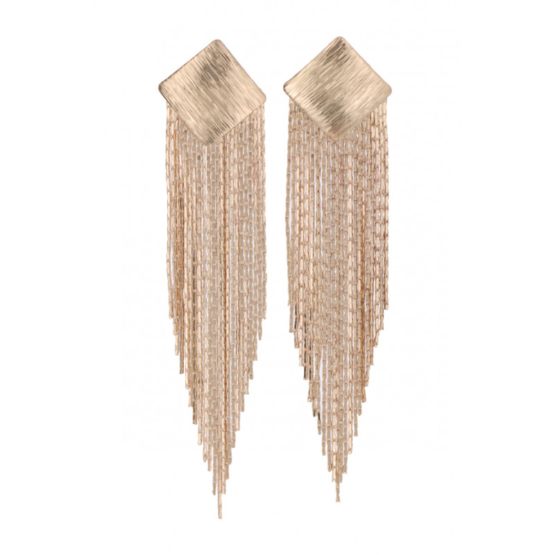 EARRINGS SQUARE SHAPE AND CHAIN FRINGES
