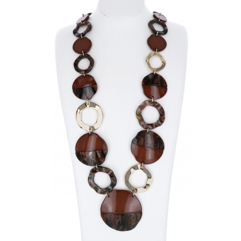 LONG NECKLACE WITH LINK, MARBLE EFFECT