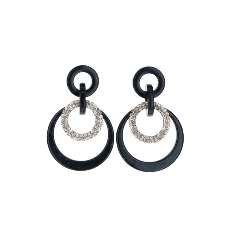 EARRINGS ROUND SHAPE, METAL AND RESIN