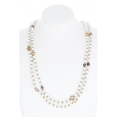 PEARLS NECKLACE WITH FACETED BEADS AND RINGS