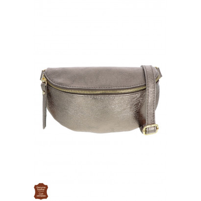 CORALIE, WAIST SHINY LEATHER BAG IN SOLID COLOR
