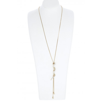 COLLIER A LONGUE CHAINE, PENDENT. SERPENT, STRASS