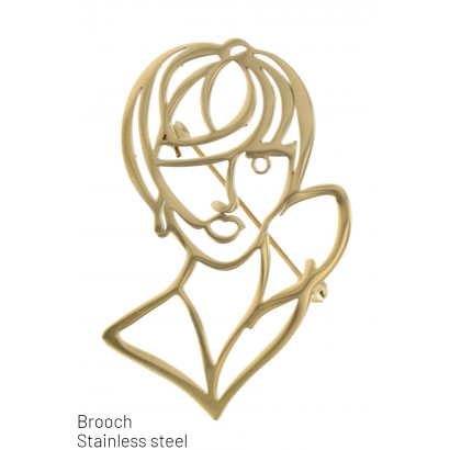 STEEL BROOCH WITH FACE SHAPE