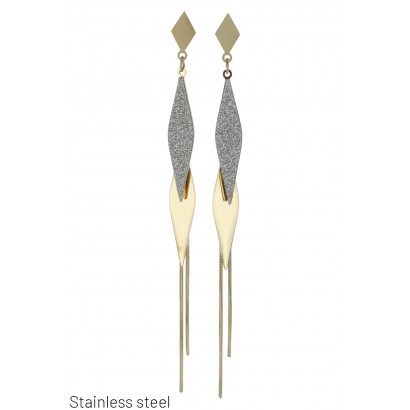 STEEL EARRINGS GEOMETRIC SHAPE WITH GLITTER