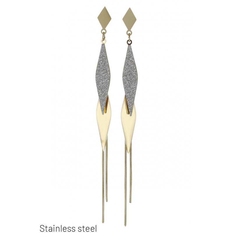 STEEL EARRINGS GEOMETRIC SHAPE WITH GLITTER