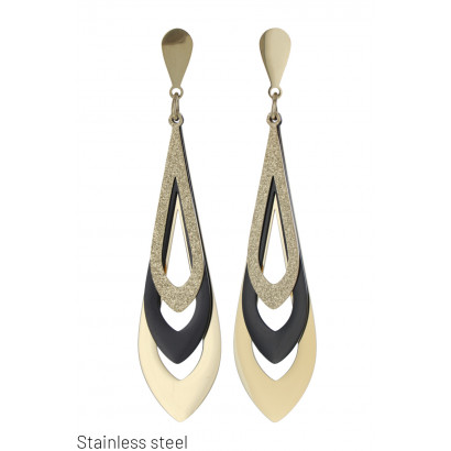 STEEL EARRINGS DROP SHAPE WITH GLITTER