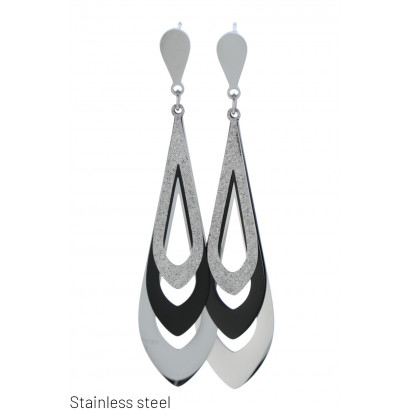 STEEL EARRINGS DROP SHAPE WITH GLITTER