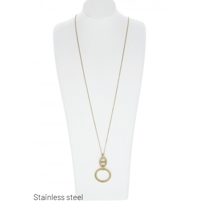 STAINL.STEEL NECKLACE WITH GEOMETRIC SHAPE