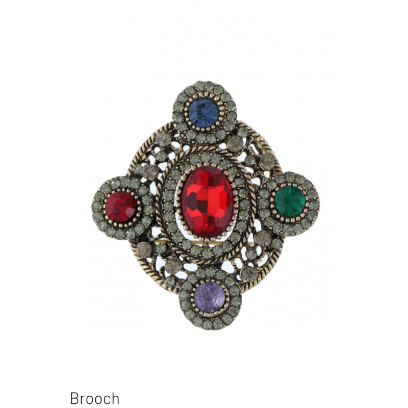 BROOCH ROUND SHAPE WITH FACETED STONES