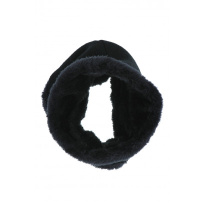 KIDS KNITTED SNOOD WITH FUR IMITATION