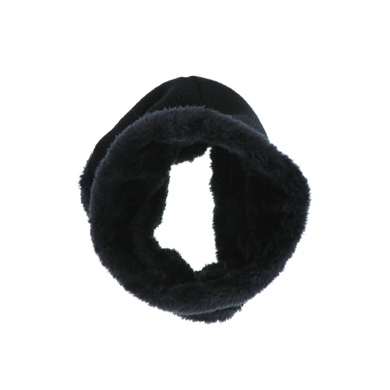 KIDS KNITTED SNOOD WITH FUR IMITATION