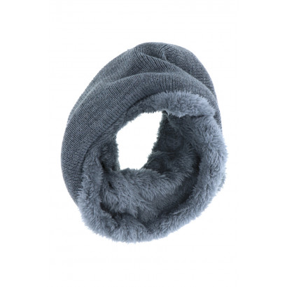 KIDS KNITTED SNOOD WITH FUR IMITATION