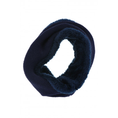 KIDS KNITTED SNOOD WITH FUR IMITATION