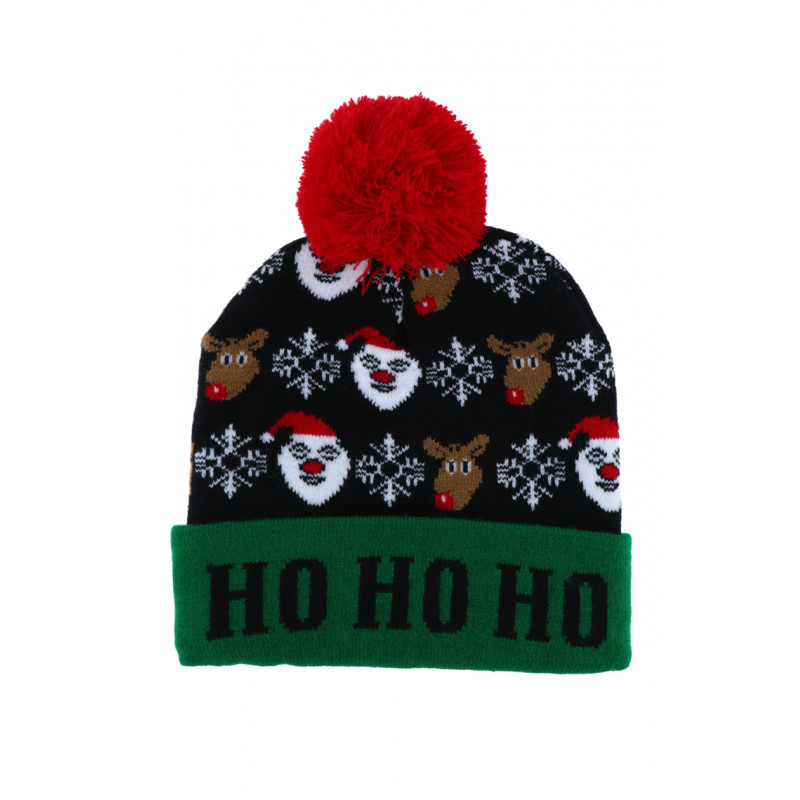 KNITTED HAT DEER, SNOWFLAKES, SANTA CLAUS, POMPOM