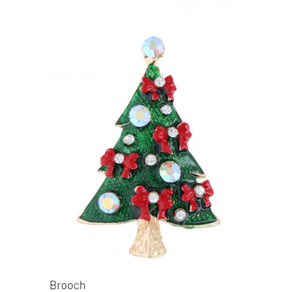 BROCHE MET KERSTBOMEN EN STRASS