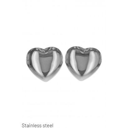 STEEL EARRINGS WITH HEART SHAPE