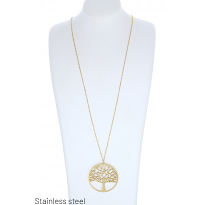 STAINL.STEEL NECKLACE WITH TREE OF LIFE