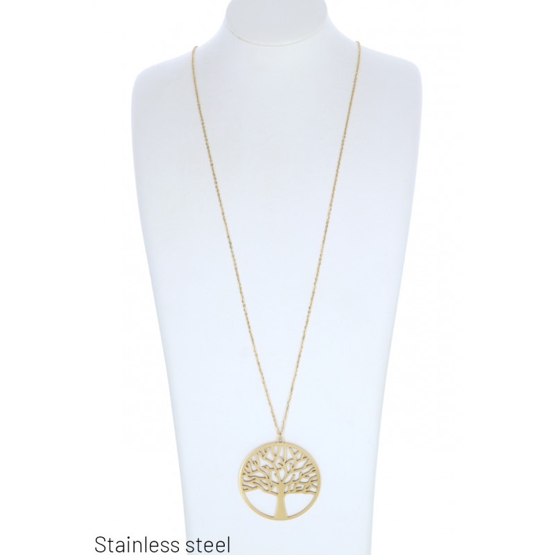 STAINL.STEEL NECKLACE WITH TREE OF LIFE