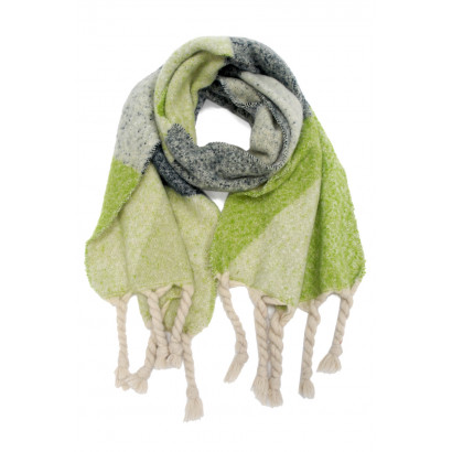 WOVEN WINTER SCARF WITH GEOMETRIC SHAPE, FRINGES