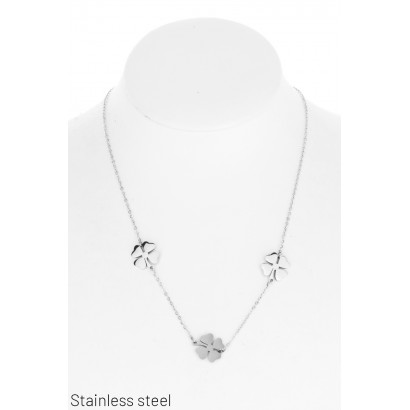 STAINL.STEEL NECKLACE WITH FOUR LEAF CLOVER