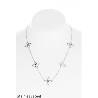 STAINL.STEEL NECKLACE WITH FLOWER PENDANT