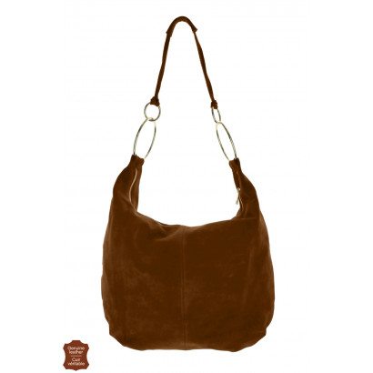 LISIE, SUEDE SHOPPING BAG WITH RING