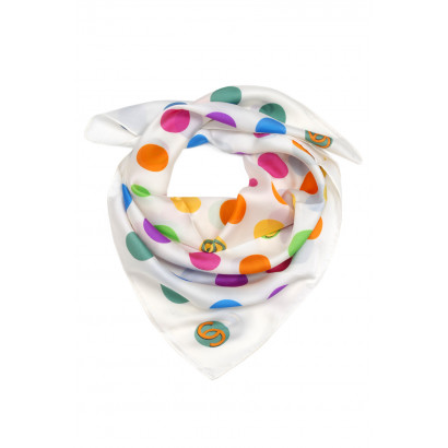 SQUARE POLYSILK SCARF WITH DOTS PATTERN