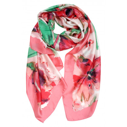 POLYSILK SCARF WITH FLOWERS PATTERN