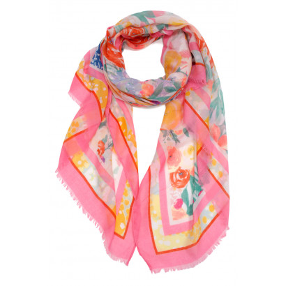 SCARF PRINTED FLOWERS AND LINES