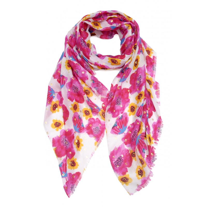 SCARF PRINTED FLOWERS AND LEAVES