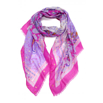 SCARF WITH PAISLEY PATTERN AND METALLIZED PRINTING