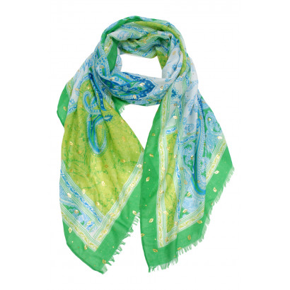 SCARF WITH PAISLEY PATTERN AND METALLIZED PRINTING