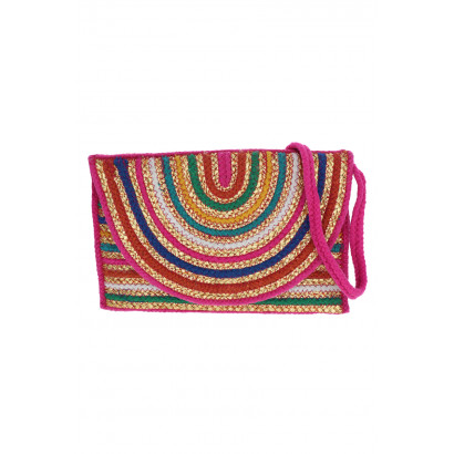 LINDA, JUTE POUCH WITH LUREX