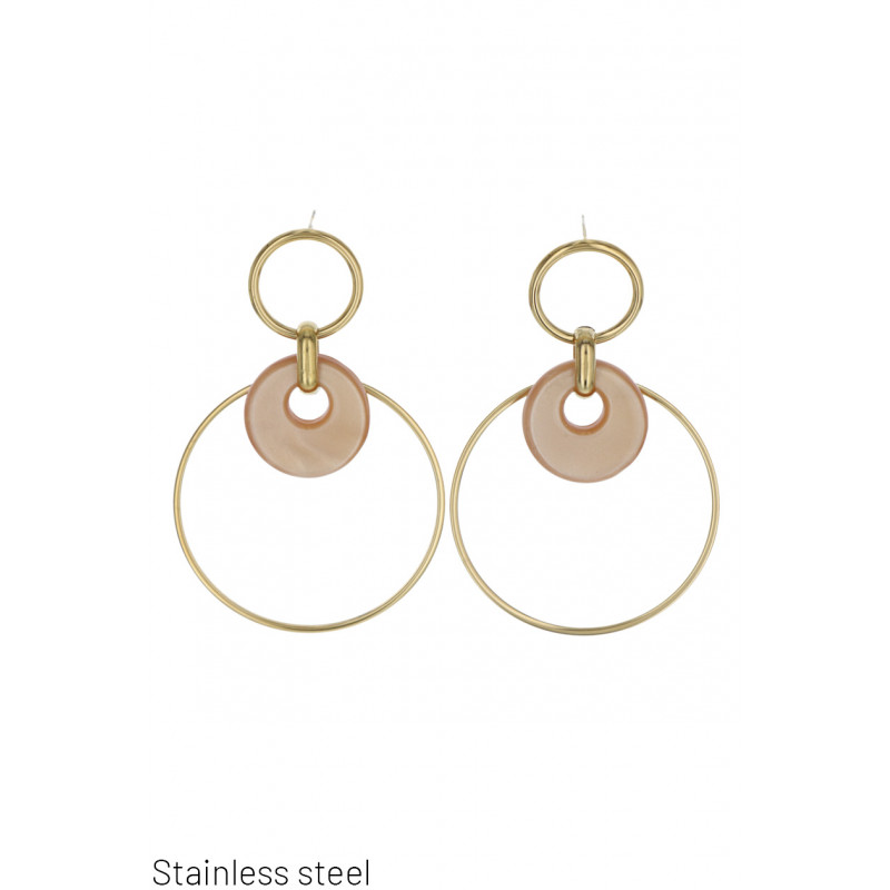 STEEL EARRING ROUND SHAPE WITH ROUND PENDANT