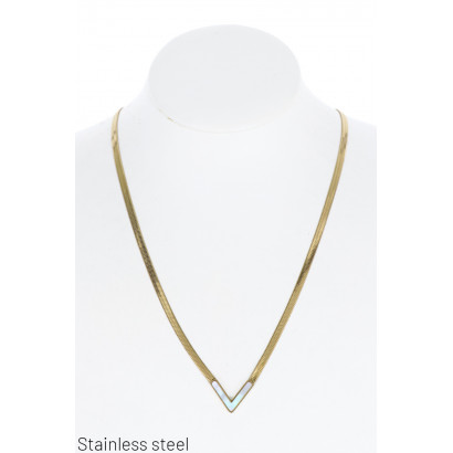STAINL.STEEL ARTICULAR NECKLACE WITH NACRE