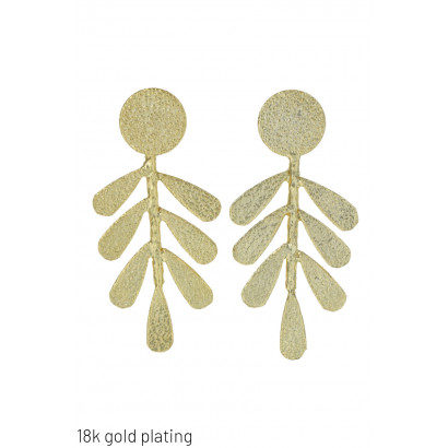 GOLD PLATING EARRINGS WITH ROUND, LEAVES SHAPE