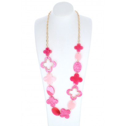 LONG CHAIN NECKLACE WITH FLOWER RESIN PENDANT