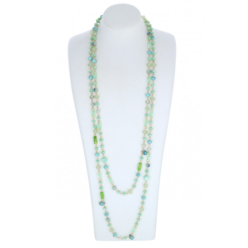 2 ROWS NECKLACE WITH FACETED BEADS
