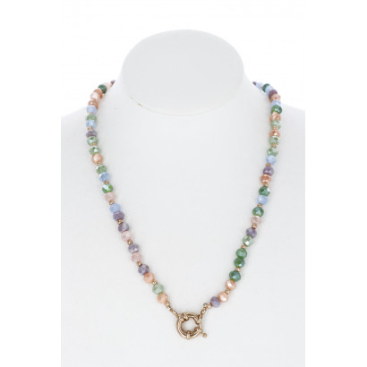 FACETED BEADS NECKLACE WITH FRONT CLOSURE
