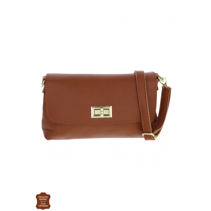 CHARLOTTE, LEATHER SADDLE BAG WITH FLAP