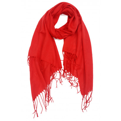 EMBROSSED PASHMINA WITH TWISTED FRINGES