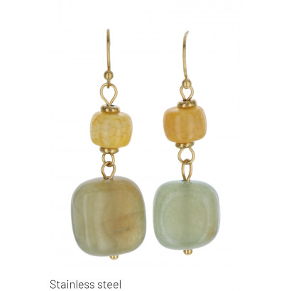 STEEL EARRINGS WITH SQUARE STONE